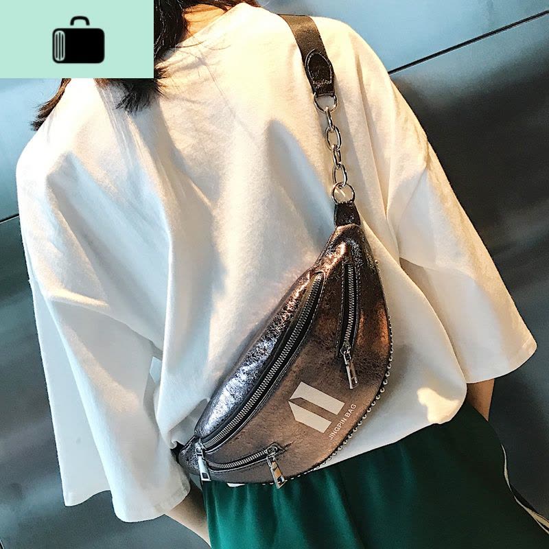 小包包女2020新款潮韩版百搭斜挎时尚胸包宽肩带腰包亮片包蹦迪包NEW LAKE女斜挎包图片