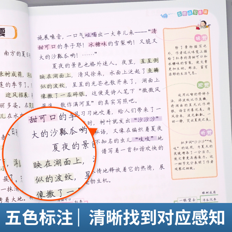 [4本]镜头法写作文2本+修辞法写作文2本 小学通用 [正版]抖音同款 2023新版五感法写作文三到六年级同步作文小学生高清大图