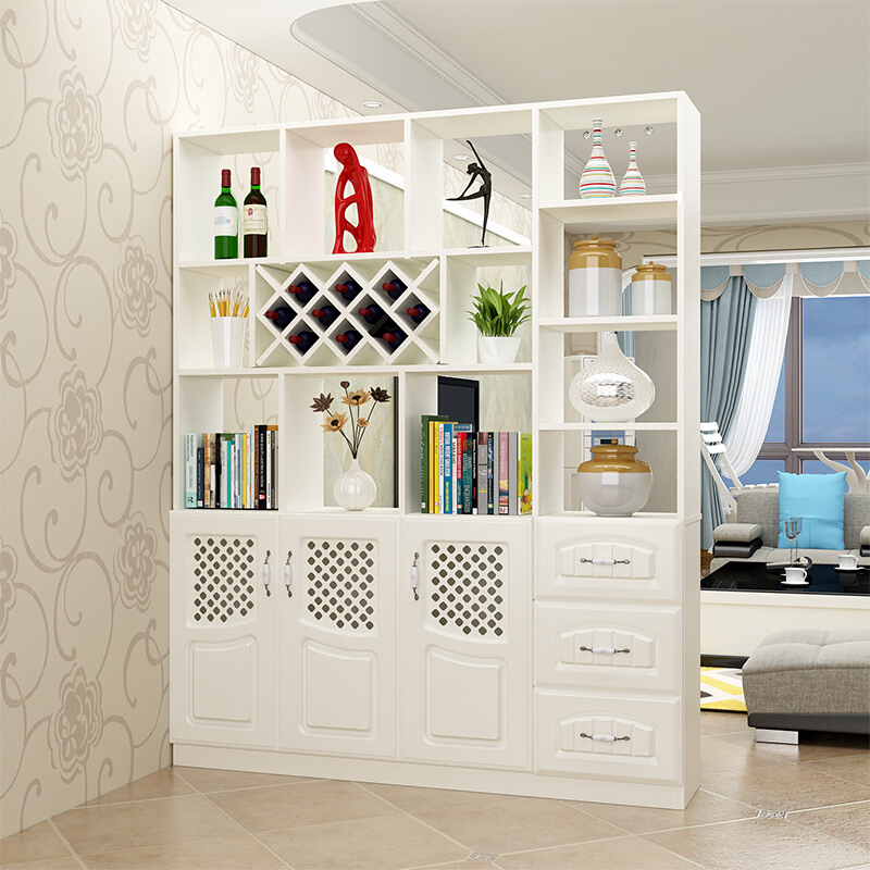 酒柜厅柜玄关柜客厅隔断柜屏风间厅鞋柜装饰储物玻璃柜子红色镂空四白