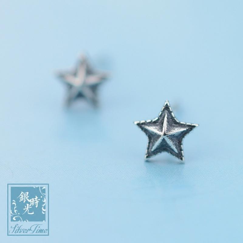 S925纯银耳钉 泰银小星星耳钉时尚气质五角星个性男女耳饰送女朋友老婆生日礼