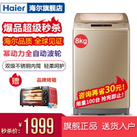 海尔（Haier） 8公斤幂动力波轮洗衣机 全自动家用大容量 智能下排水 筒自洁 衣物防缠绕 B8018F31