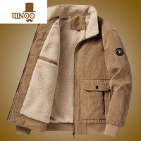 YANXU男士外套棉衣加绒加厚羔绒立毛领男装棉袄夹克宽松运动上衣