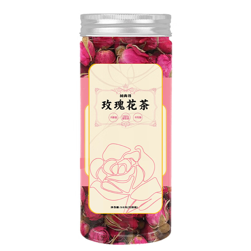 林青寻玫瑰花茶 50克/罐 罐装干泡茶干花玫瑰花茶叶