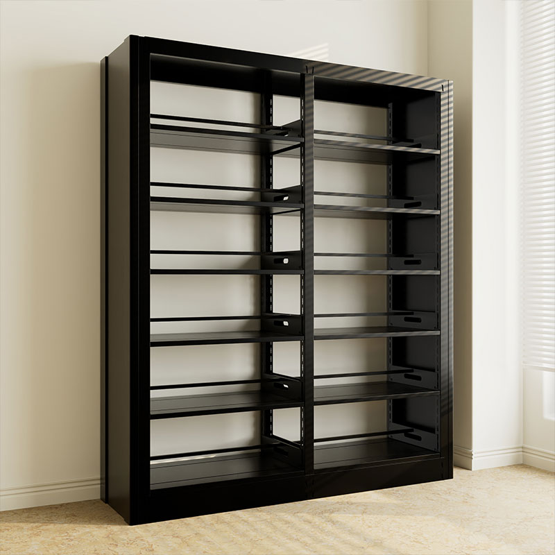 臻远ZY4072617 钢制书架资料架 双面6层一列二组黑色 1900*450*2000mm高清大图