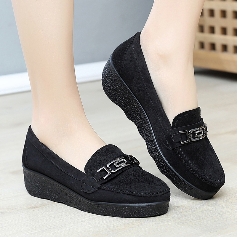 春秋老北京布鞋女平底单鞋厚底舒适豆豆鞋软底百搭休闲中年妈妈鞋