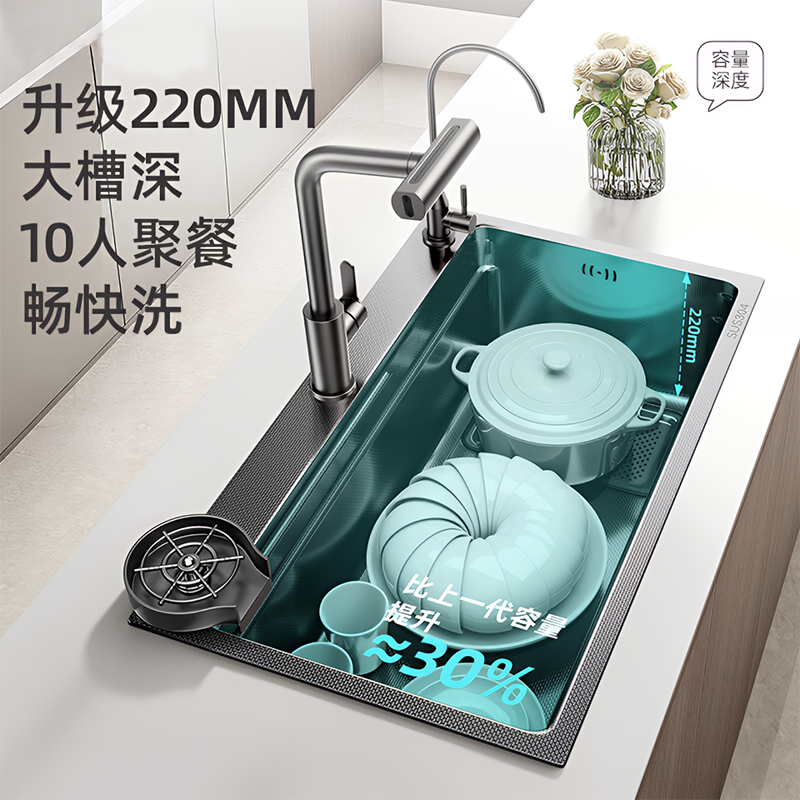 厨房水槽集渣洗菜盆大单槽水槽304不锈钢洗碗槽台下盆加厚1118高清大图