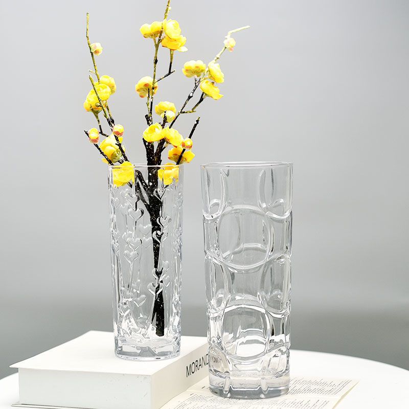 小号斜纹8*20cm 加厚大号花瓶玻璃透明客厅摆件水培植物富贵竹百合插干花陶瓷花瓶