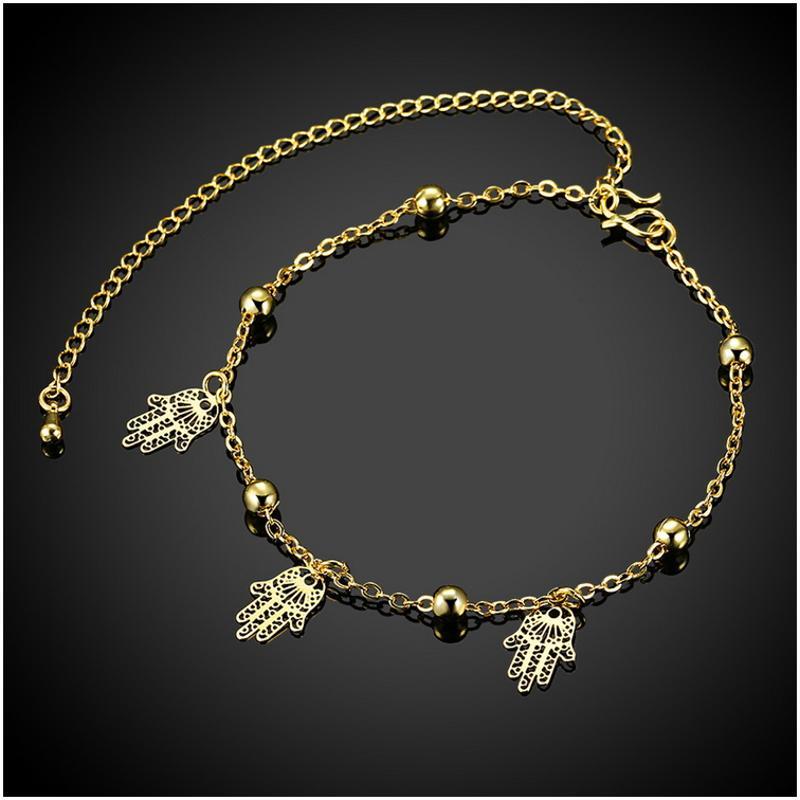 A047-A Women 18K yellow gold anklet jewelry 镀黄金色女脚链潮
