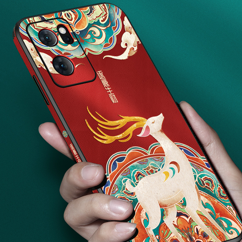 魅爱琳 OPPO Reno7/Pro/se手机壳保护套外壳 国潮浮雕卡通彩绘 轻薄全包气囊防摔软 时尚国风皮纹 镜头保护