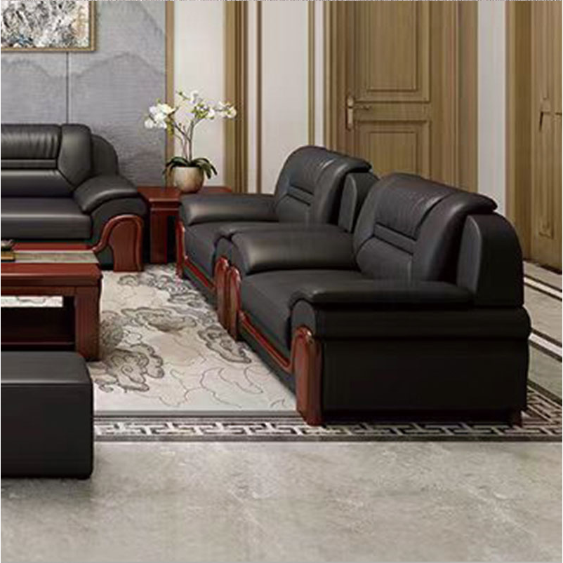 企来实木牛皮单人位沙发 1230*850*920mm 个高清大图