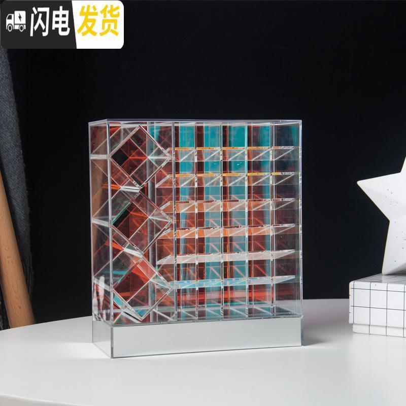 三维工匠唇膏整理盒大号多格子亚克力口红收纳盒 ins风格口红架_446 独角兽之泪-迷幻炫彩口红架