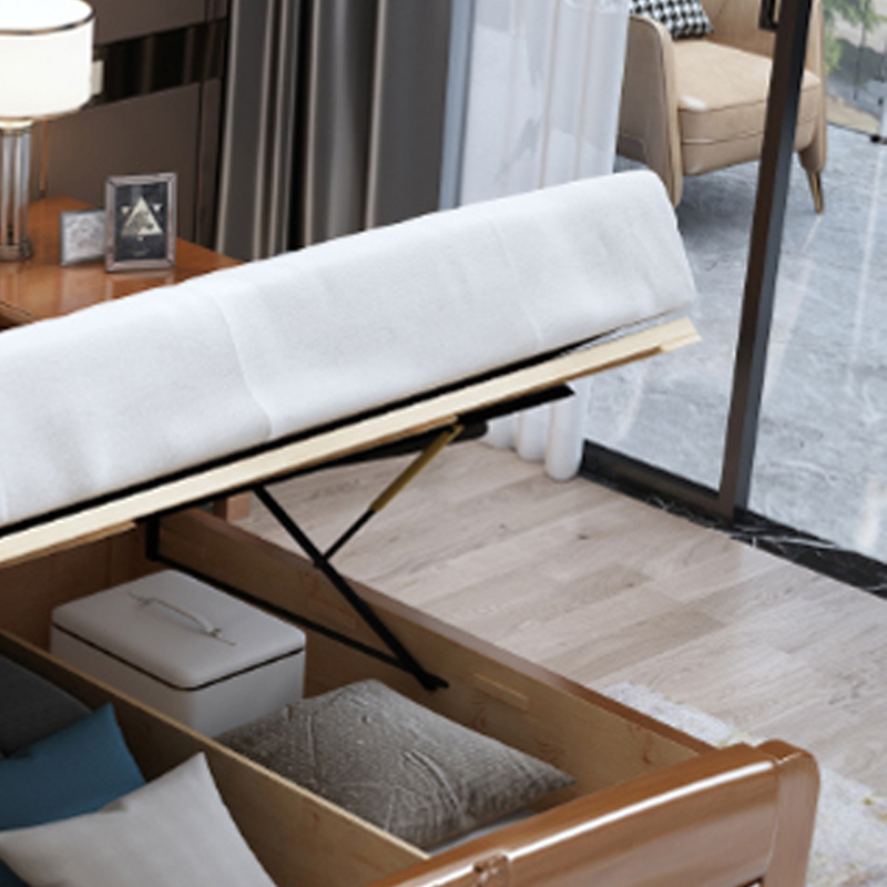 臻远ZY-SMC-131 现代简约实木床双人床 1.5米气压高箱高清大图