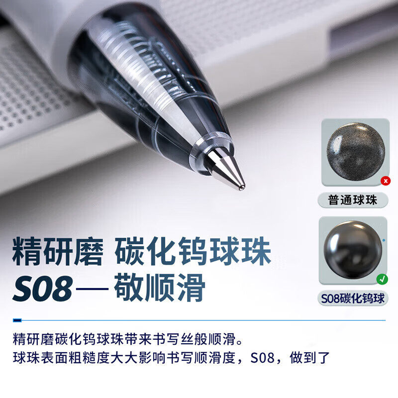 得力S08—12支黑色中性笔高清大图