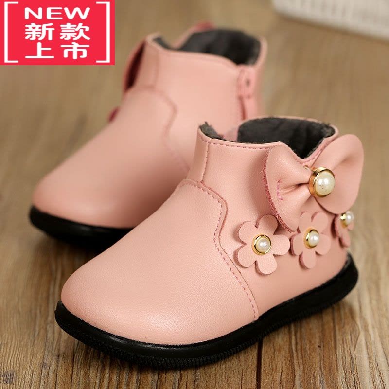 可莉允儿童靴子女宝宝鞋子1-3岁秋冬款女童冬鞋短靴公主加绒小皮鞋2图片