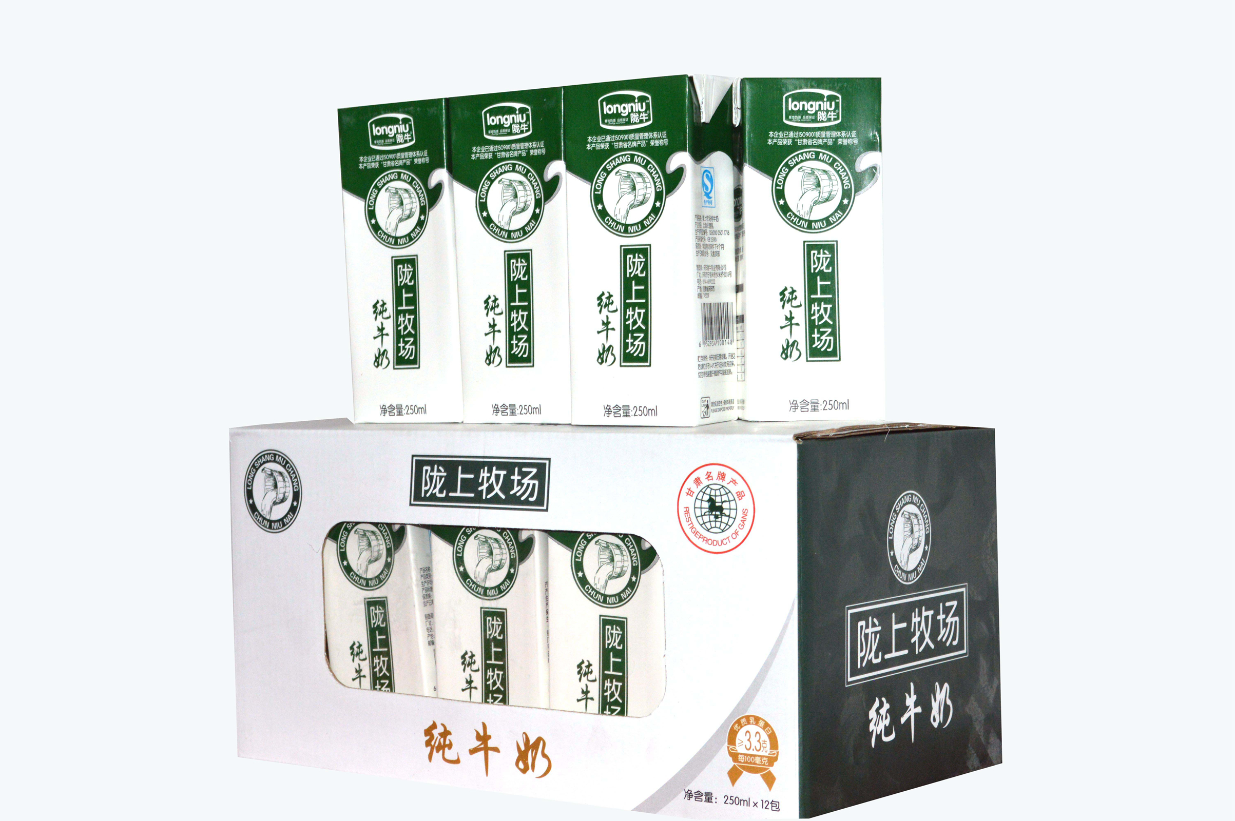 陇牛纯牛奶250ML*24盒高清大图