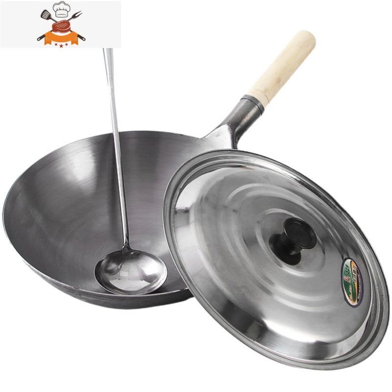 铁锅加厚大马勺厨师饭店商用炒菜锅传统老式熟铁锅家用无涂层炒锅 敬平 32cm铁把手单锅免费开锅图片