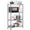 不锈钢厨房置物架落地多层微波炉烤箱放锅储物架子货架三层收纳架