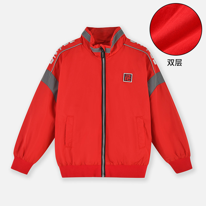 [1件3折]铅笔俱乐部秋冬新款男童外套中大童双层棒球服儿童反光条夹克