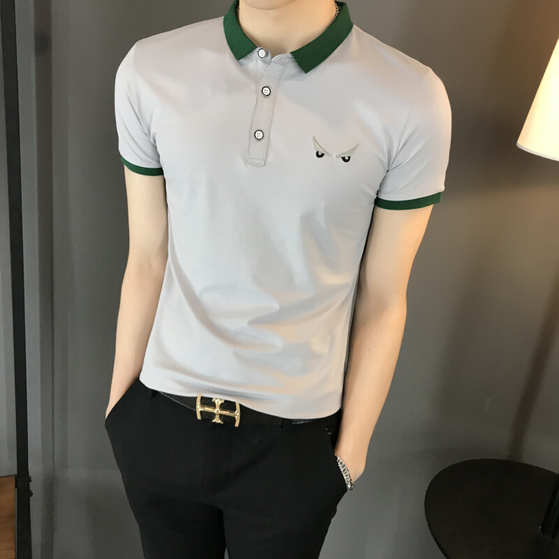 男士polo衫短袖T恤2018夏季新款修身衬衫翻领体恤衫简约青年衣服