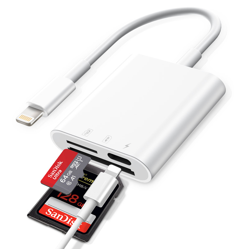 单反SD手机导照片适用于苹果iPhoneXR读卡器switch无人机TF卡|经典银即插即用无需下载app USB2.0