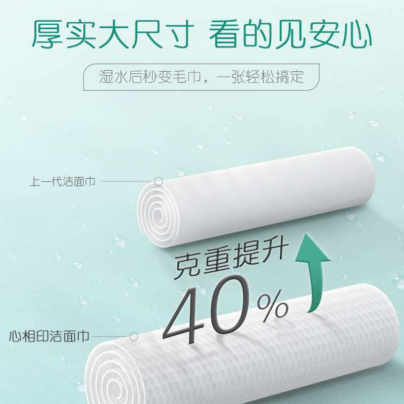 心相印(Mind Act Upon Mind) 棉柔系列80片装洗脸巾6包装 6XCD080 80片*3包*2提高清大图