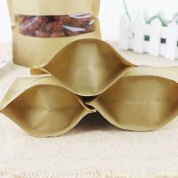 趣涉家居100个牛皮纸袋自封袋密封加厚红枣茶叶瓜子自立食品包装袋子收纳用品收纳袋