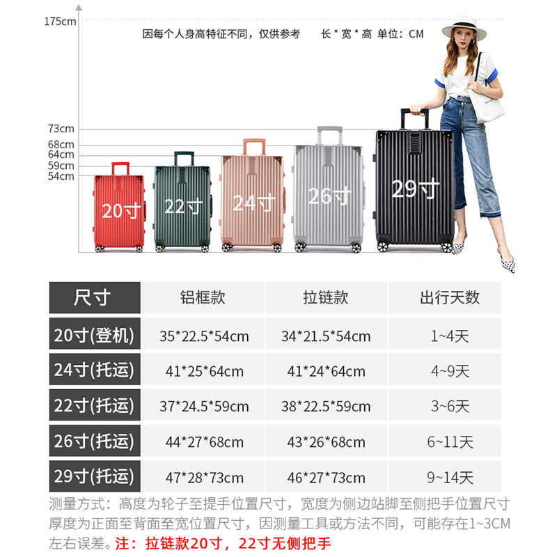 箱万向轮硬男密码箱学生潮拼色皮箱子出国登机托运箱包2022242629寸