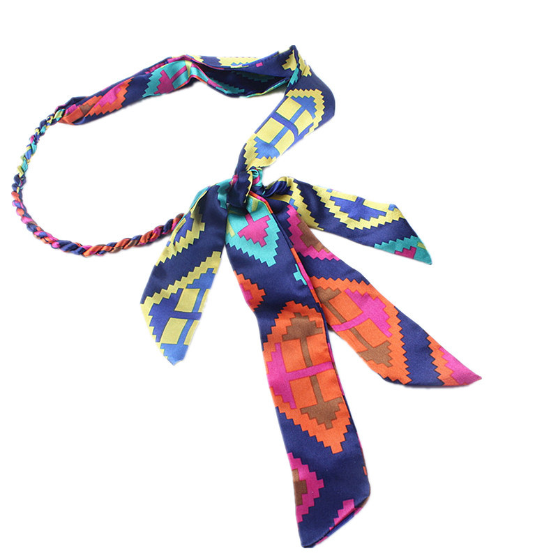 长丝带编织女士腰带装饰百搭配裙子宽简约新款韩版学生腰链打结潮绿色