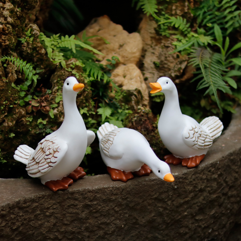 微景观装饰鸭子摆件仿真动物盆景花园盆栽庭院假山造景水景工艺品