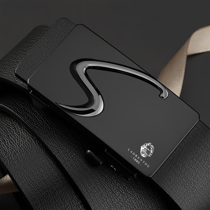 老人头皮带男真皮正品内穿无牙自动扣牛皮腰带休闲品牌裤带耐用