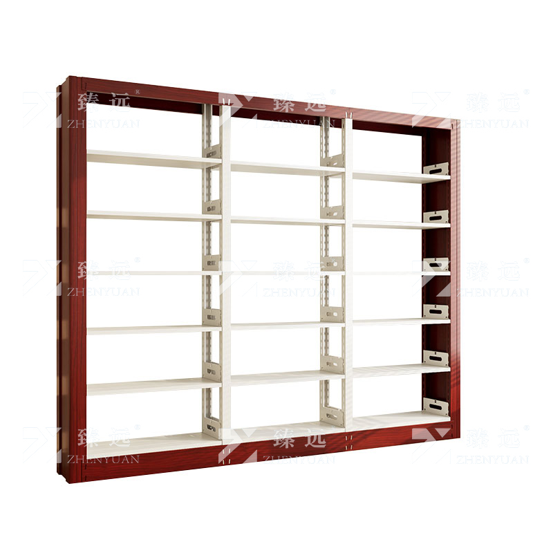 臻远 ZY4072628 钢制书架红色转印图书馆书架资料架 单面6层一列三组 2800*300*2000