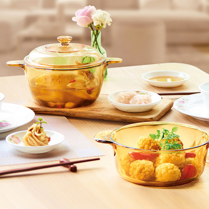 康宁VISIONS 晶彩系列 透明锅1.5L黄盒高清大图