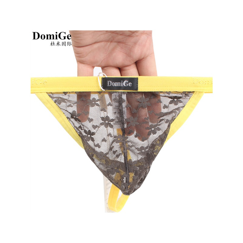 suntek性感透明丁字裤男一字内裤冰丝超薄低腰情趣蕾丝镂空t裤