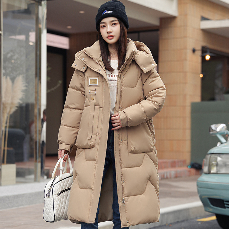 欧洲站2024冬季新款可拆卸帽棉衣女中长款过膝加厚棉袄棉服女外套高清大图