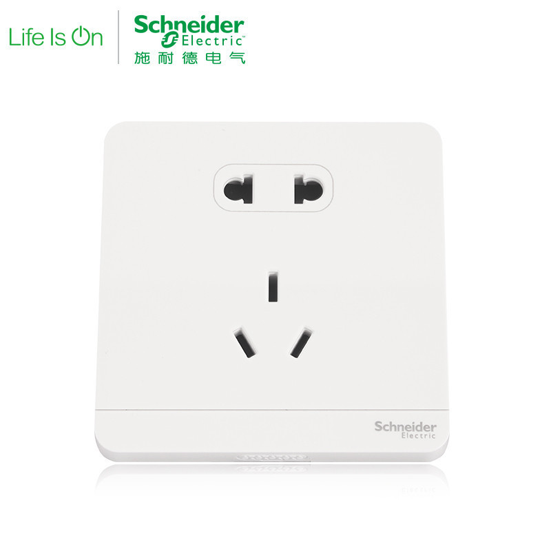 施耐德电气(Schneider Electric)绎尚镜瓷白 五孔插座墙壁电源开关 电源插座86型 15只装