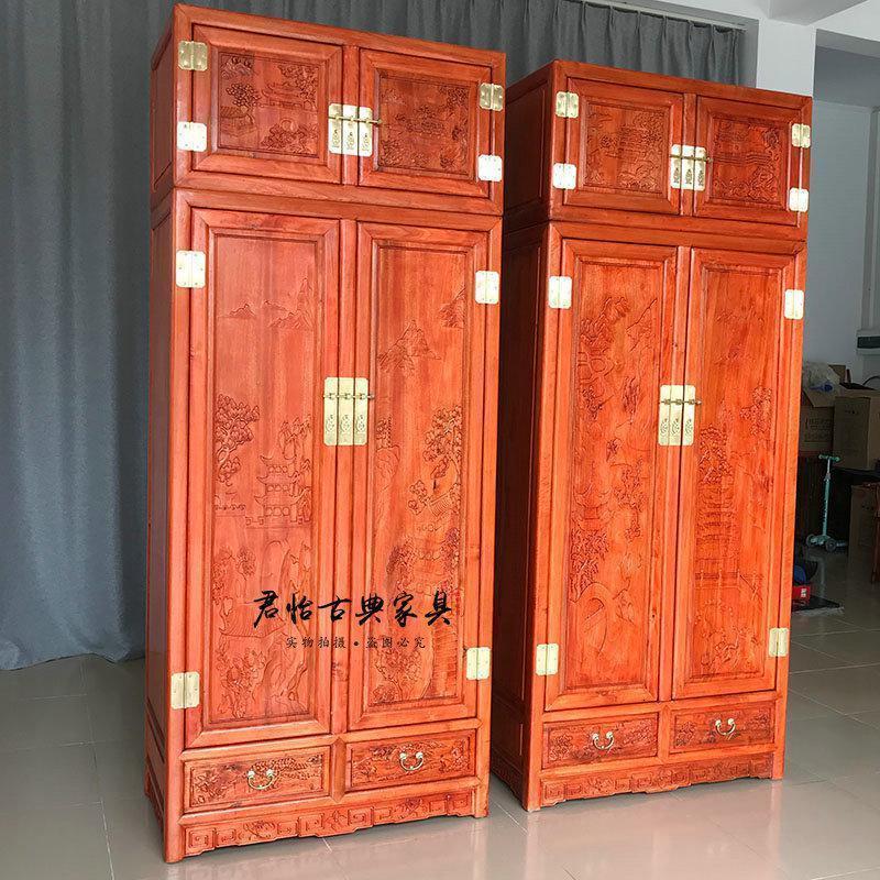森美人卧室家具香樟木顶箱柜中式复古花衣柜储物收纳柜全樟木衣橱防潮高清大图
