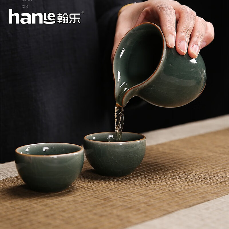 翰乐茶具哥窑密色冰裂透亮冰裂私藏系列高端茶具礼盒套装HL-GYMS哥窑密色10件套