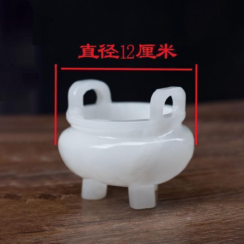 家柏饰(CORATED)玉石宣德炉香炉鼎三足两耳香炉家居供奉摆件高清大图