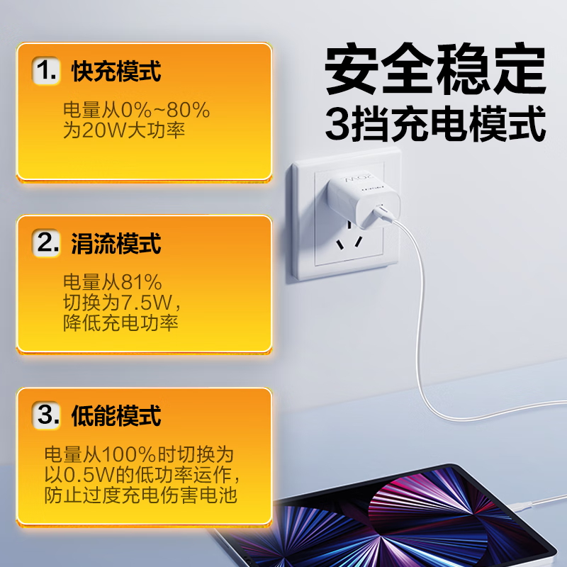 品胜苹果充电器PD20W快充iPhone16promax套装type-c充电头+数据线通用苹果16/15小米华为安卓手机高清大图