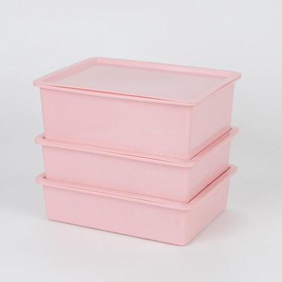 内衣袜子内裤收纳盒家用学生宿舍个人衣物塑料分格整理盒子 北欧粉 [1盒+1盖]无格文胸盒