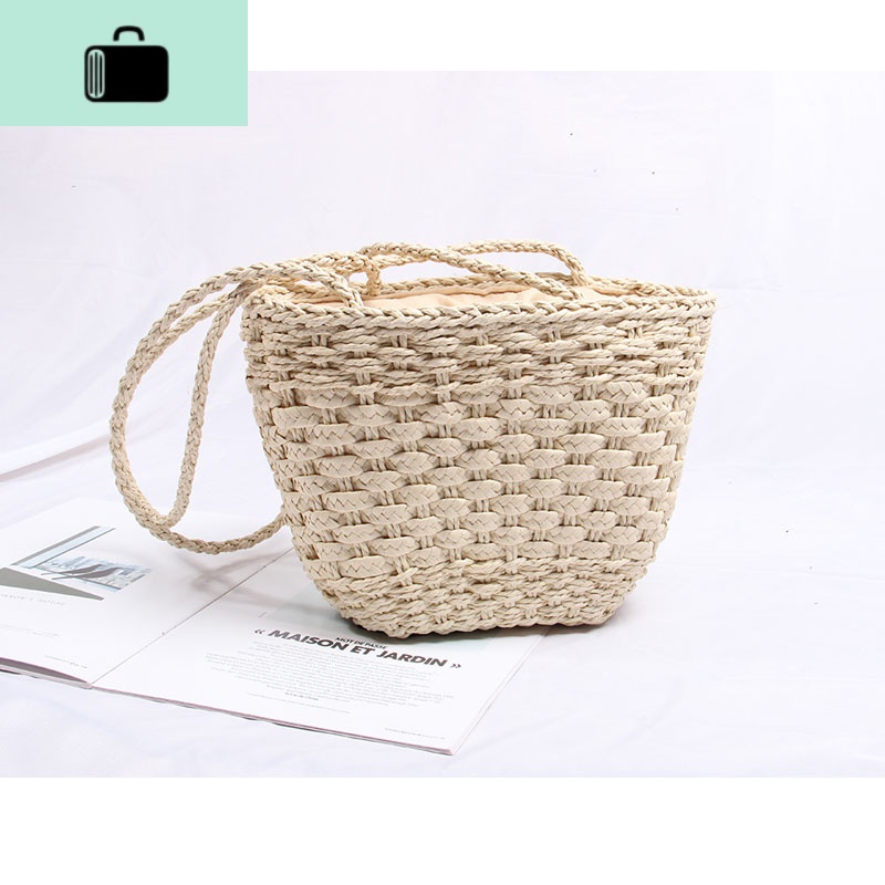 2019新款ins编包女韩版百搭气质编织包单肩手提简约度假沙滩包NEW LAKE女士单肩包