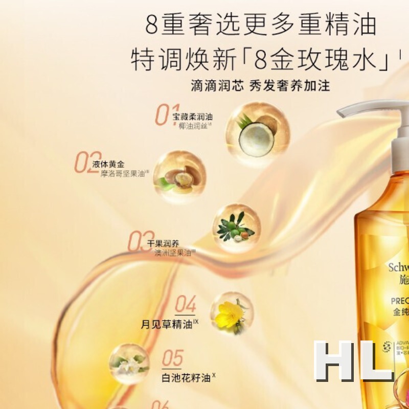 施华蔻(Schwarzkopf)金纯盈润电商套装(600ml洗发水+400ml护发素)(精油滋养 轻盈蓬松)高清大图