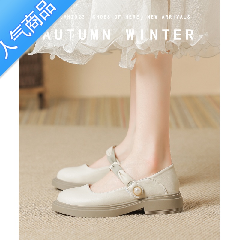 SUNTEK新中式鞋子配裙子夏季凉鞋女玛丽珍女鞋小皮鞋女法式浅口平底单鞋高清大图