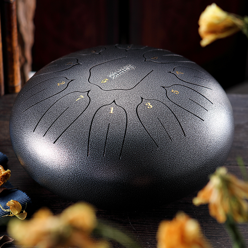 鲁儒空灵鼓琴12寸11音花银色初学者成人专业级演奏色空鼓玄无空鼓莲花