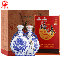 梅兰春 扁龙瓶41.8度步步高 500ml 双瓶装(送礼袋)芝麻香型白酒 20年陈酿 梅兰芳故乡美酒[新旧包装随机发货]