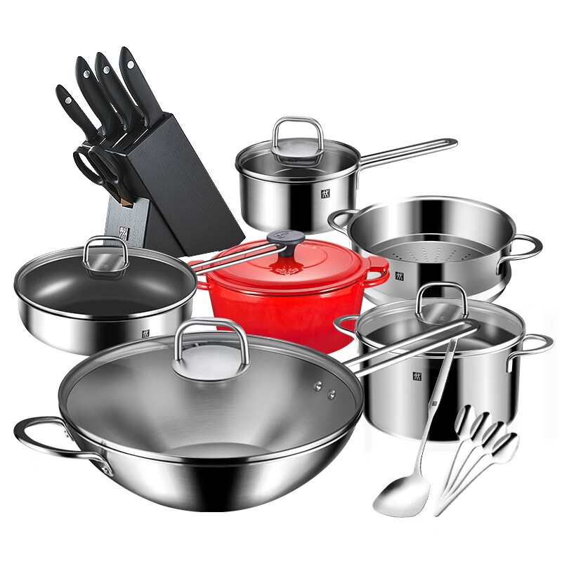 双立人 德国锅具套装诸事大吉厨房家用不锈钢旗舰店Nova Plus套装 钢锅诸事大吉10件套高清大图
