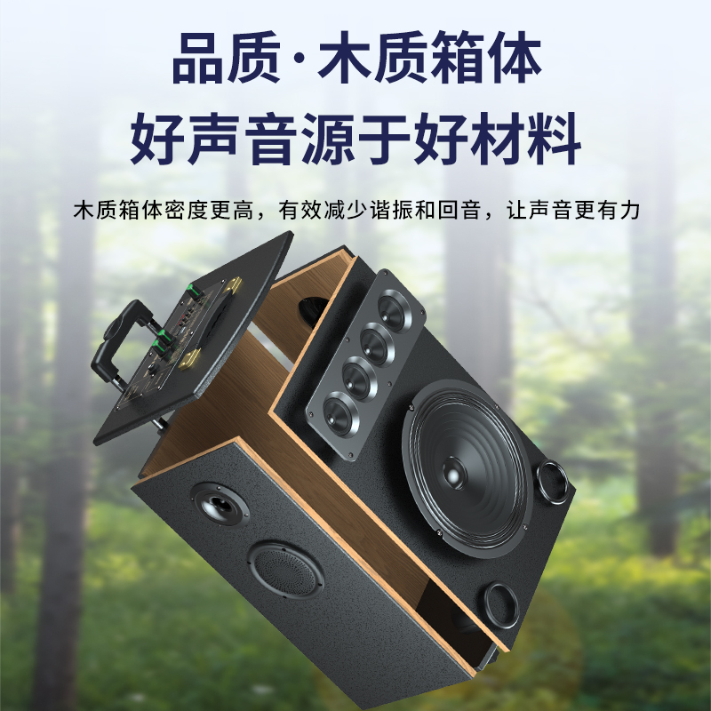 爱(soaiy)SA-F86大功率11喇叭重低音广场舞家用户外k歌电木吉他乐器音箱蓝牙拉杆便携音箱扩音器 单麦高清大图