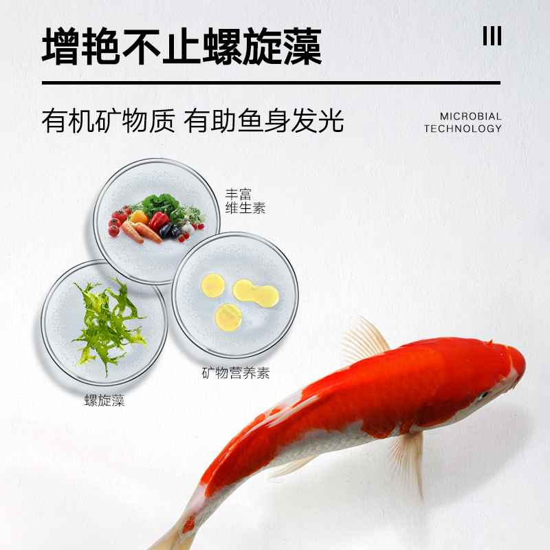 锦鲤鱼金鱼专用鱼食色扬育成饲料家用鱼粮小颗粒上浮不浑水螺旋藻高清大图