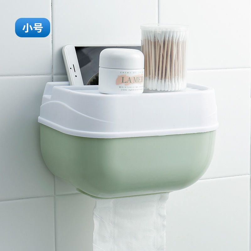 穿透系[天蓝] [底价购]免打孔卫生间纸巾盒厕所手纸盒卷纸抽纸卫生纸