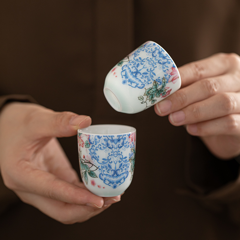 苏氏陶瓷(SUSHI CERAMICS)青瓷繁花似锦侧把壶果糖盘功夫茶具套装